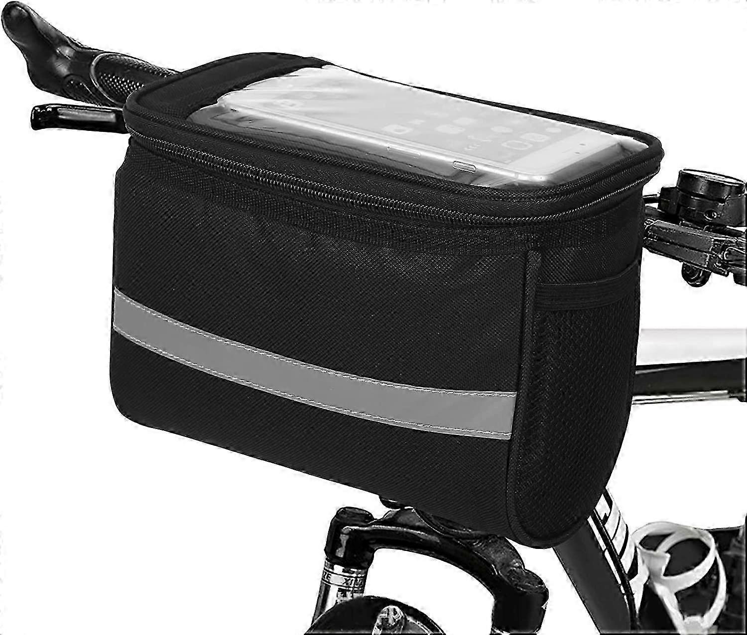 Waterproof handlebar bag for bicycle with multifunctional storage