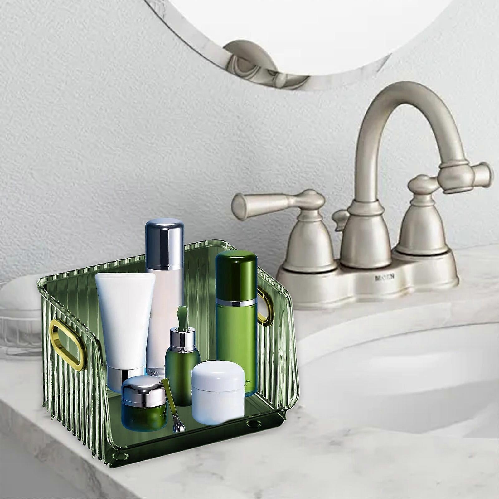 Txmfgh Multifunctional Stackable Storage Shelf, High Transparency & Stable, with Handle, for Dorm, Office, Kitchen, Bathroom