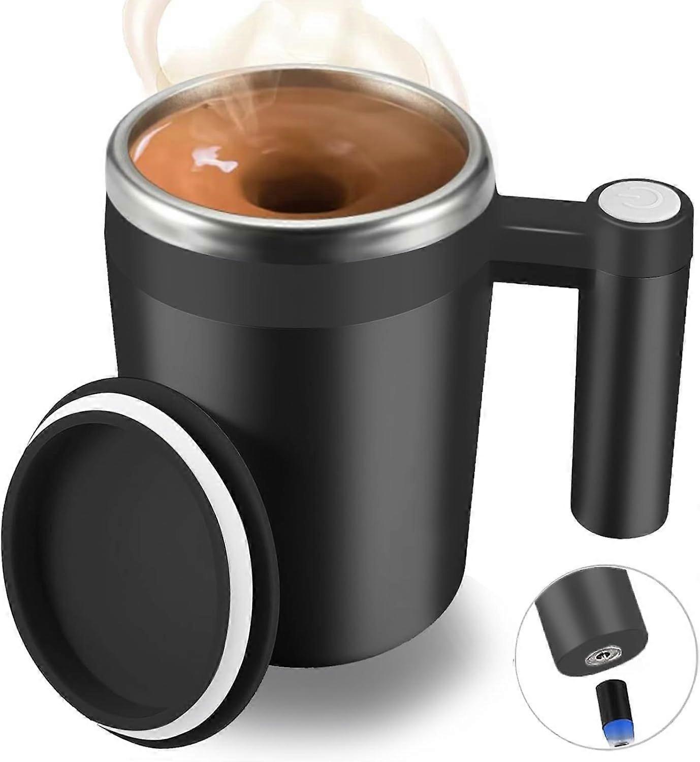 Self Stirring Mug,Rechargeable Auto Magnetic Coffee Mug with 2Pc Stir Bar,Waterproof Automatic