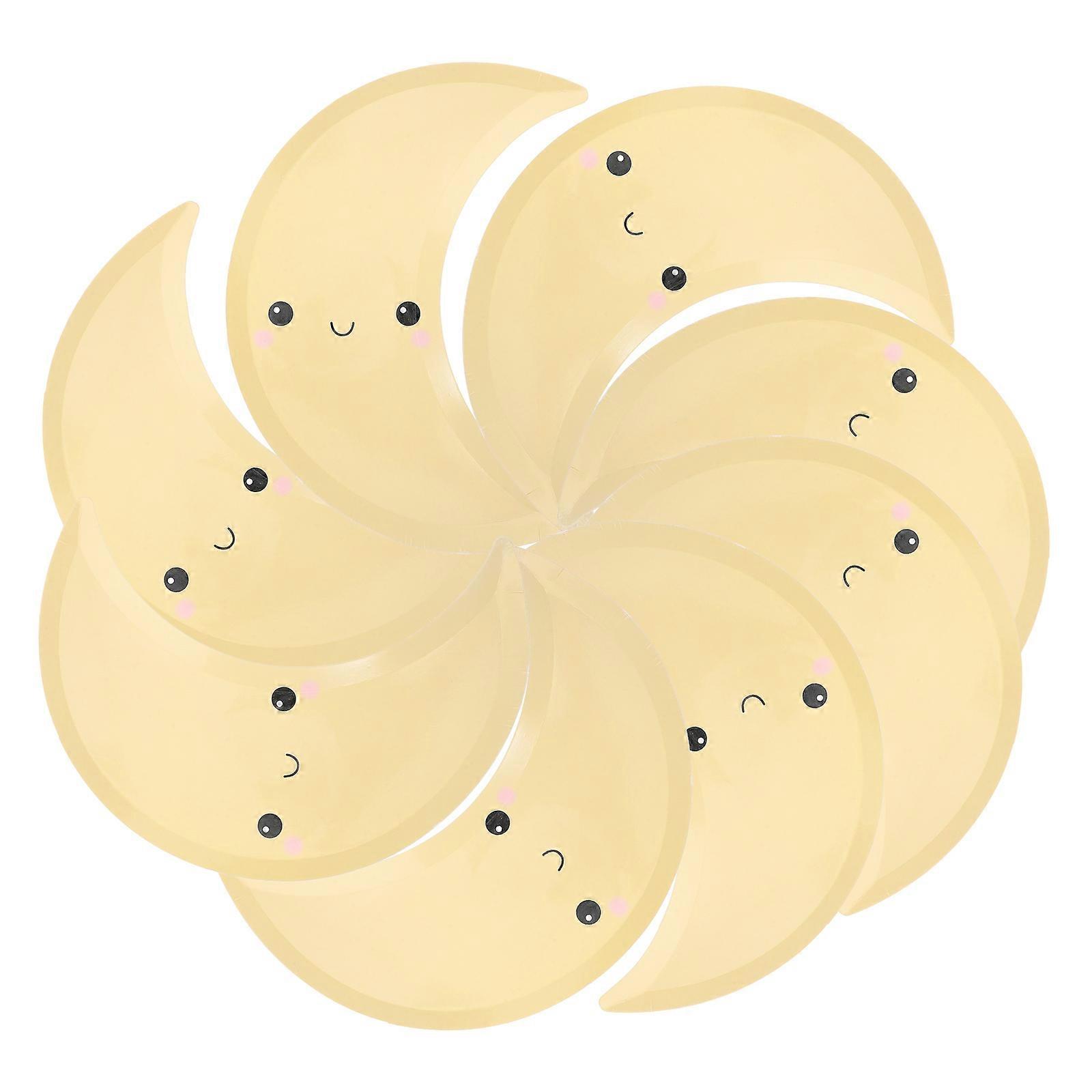 Moon Print Party Plate Lunar Paper Plate for Party Use 8Pcs Set