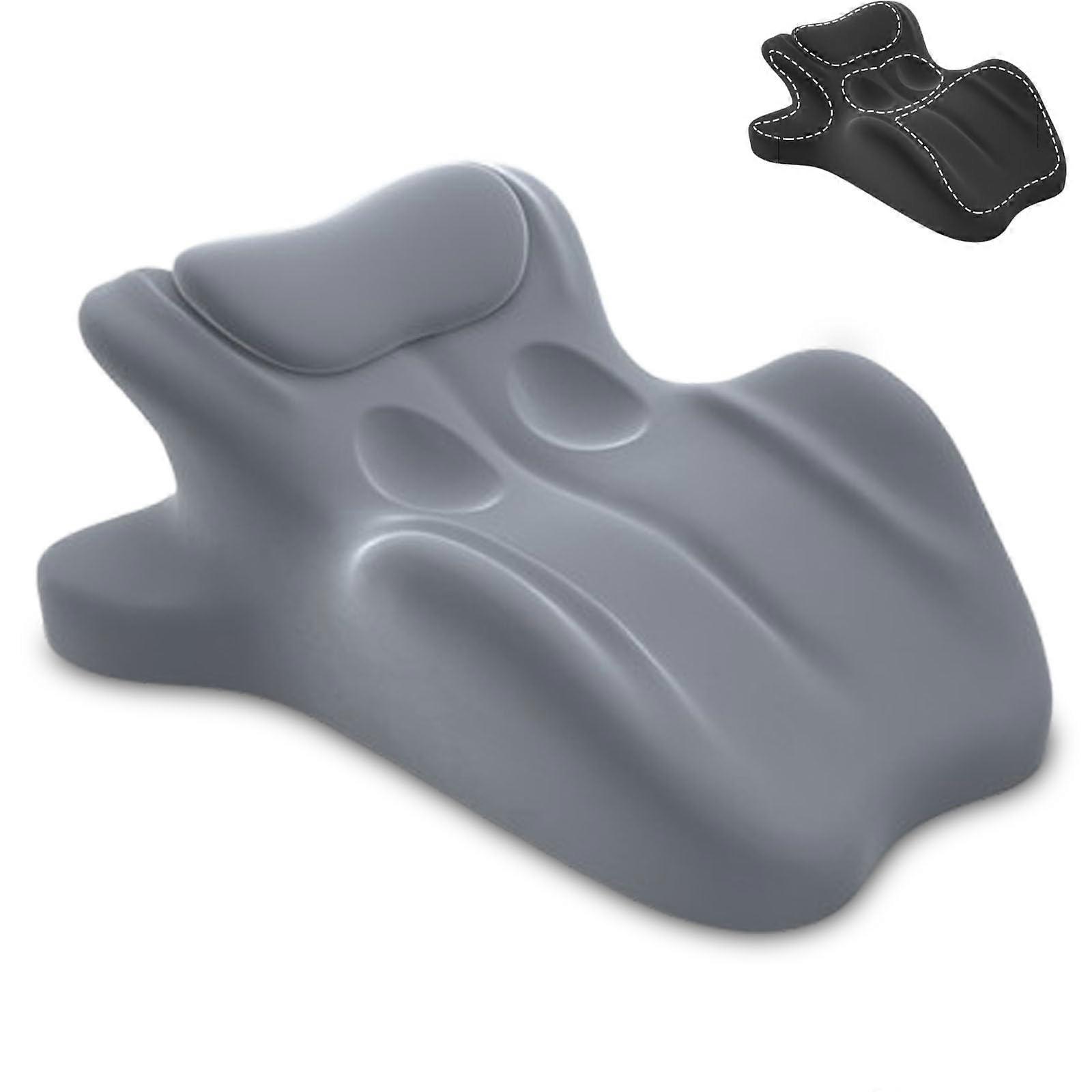 Memory Foam Couples Pillow with 27° Comfort Incline, Ergonomic Wave Support for Back and Waist, Gray