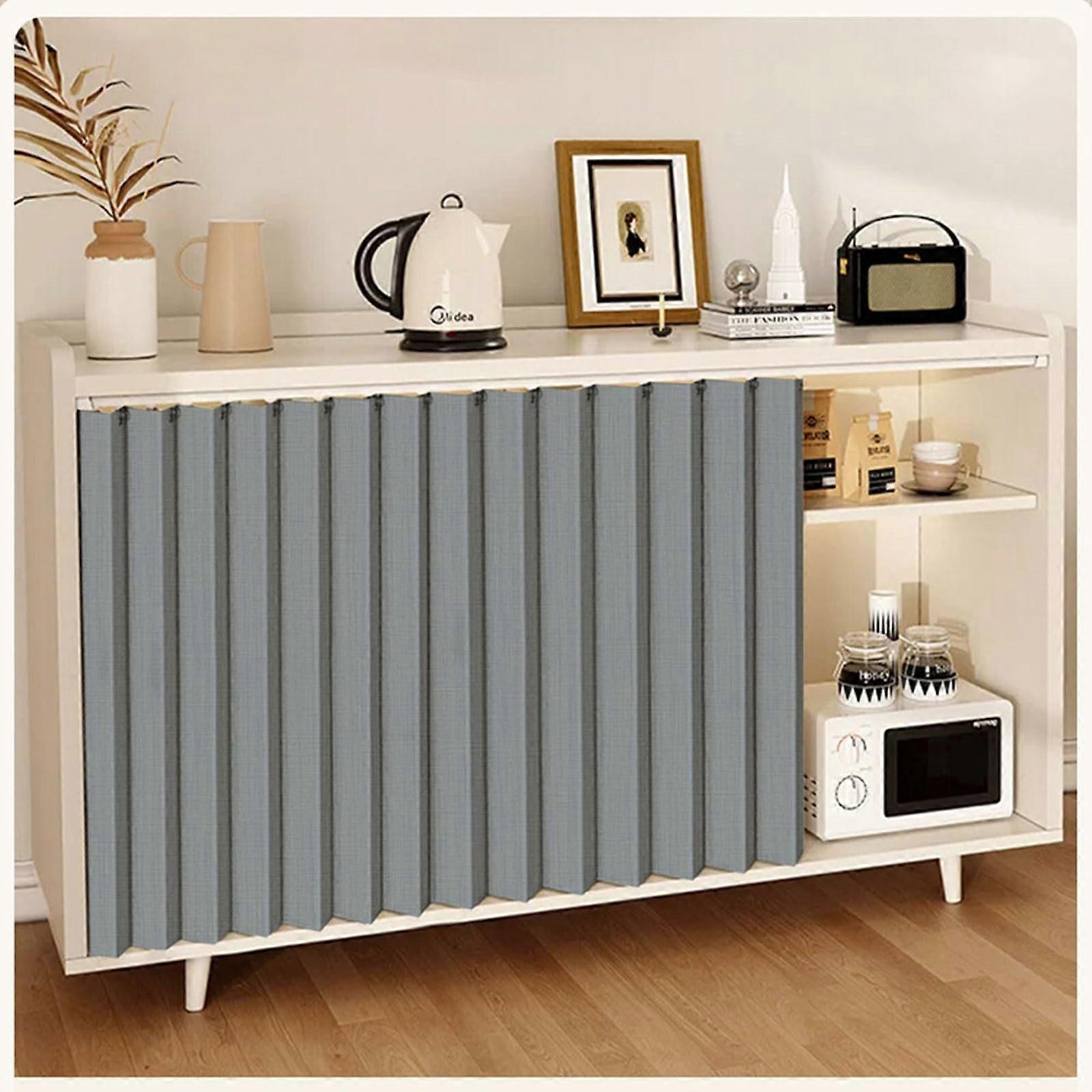Magnetic Privacy Curtain for Cabinets Shelves and Under Sink, Folding Design Gray 90.6x39.4 in