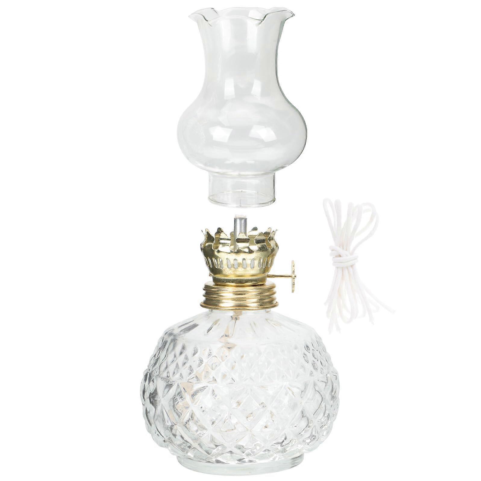 Vintage Kerosene Lamp with Wick and Flame Regulator for Home Decor and Warm Indoor Lighting