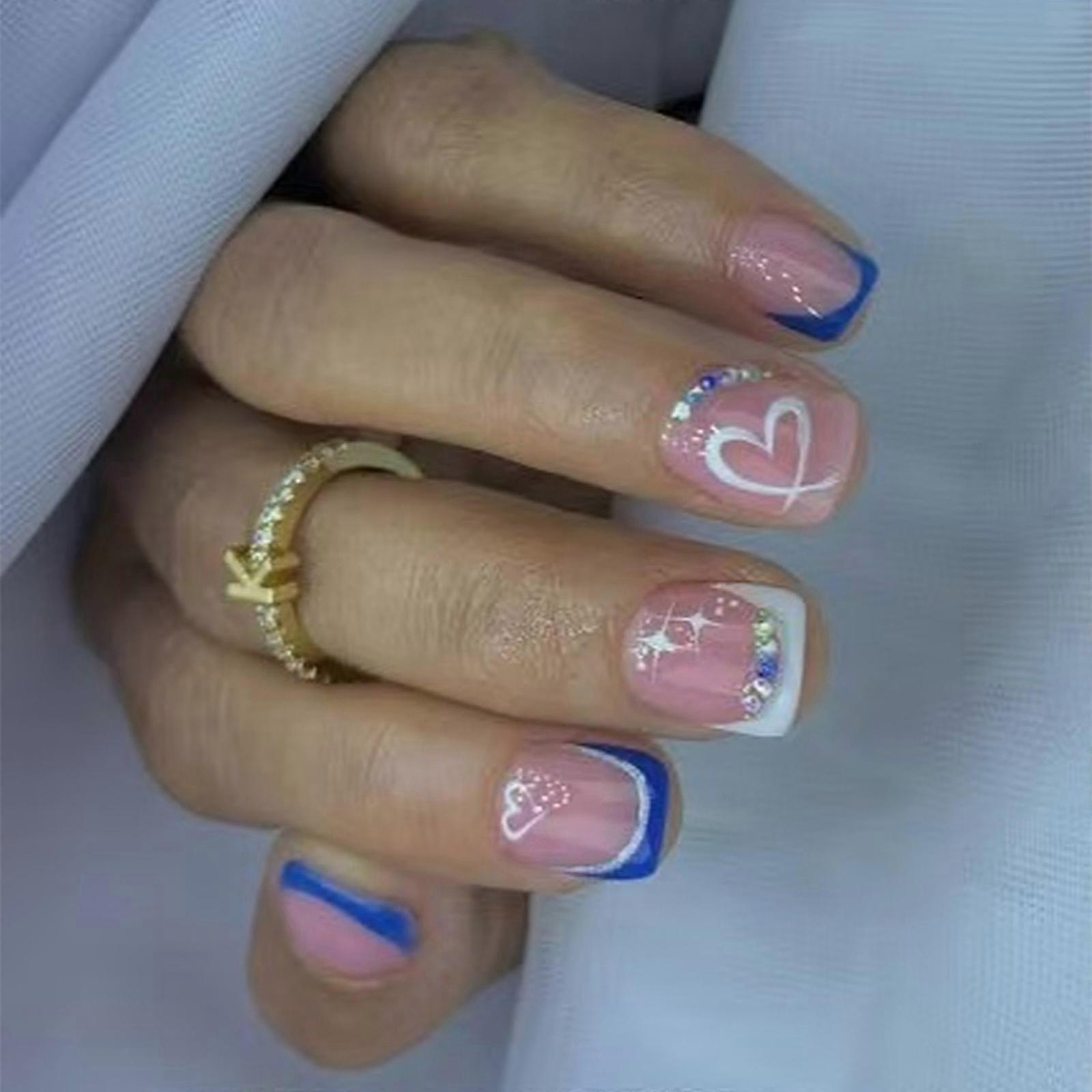 Valentines Day Color Jump Artificial Nail Featuring Heart Pattern For Valentine and Christmas Special Occasion Multicolor