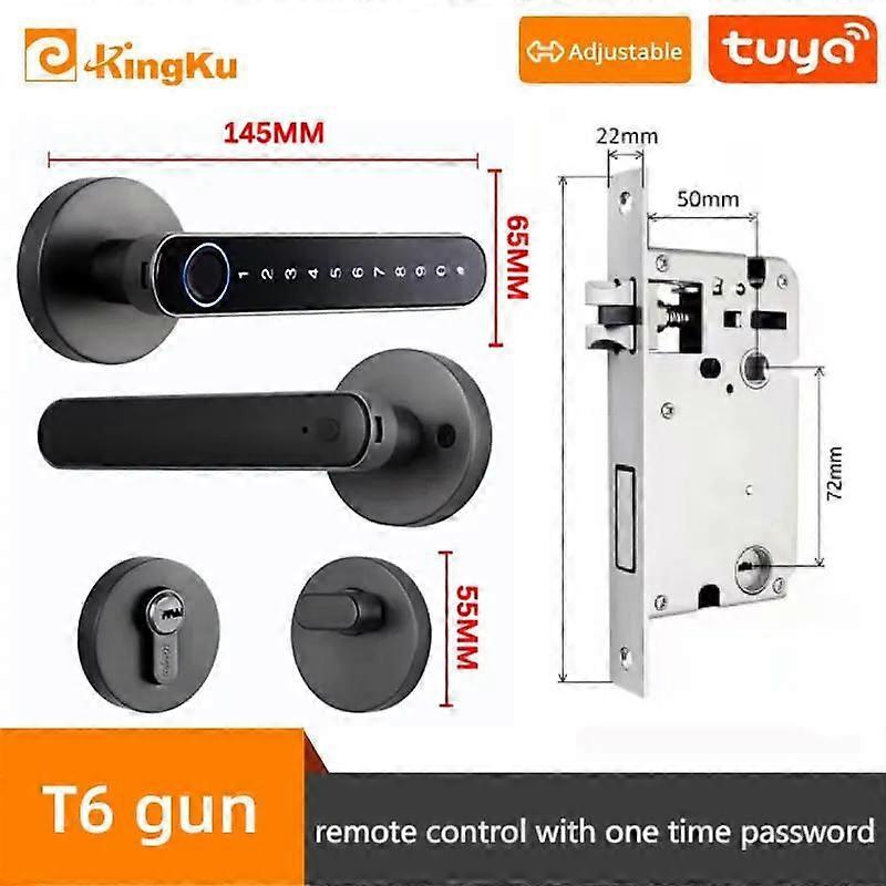 Tuya Biometric Fingerprint Smart Door Lock Password Electronic Digital Lock APP Unlocking Door Knobs Lock for Bedroom Home
