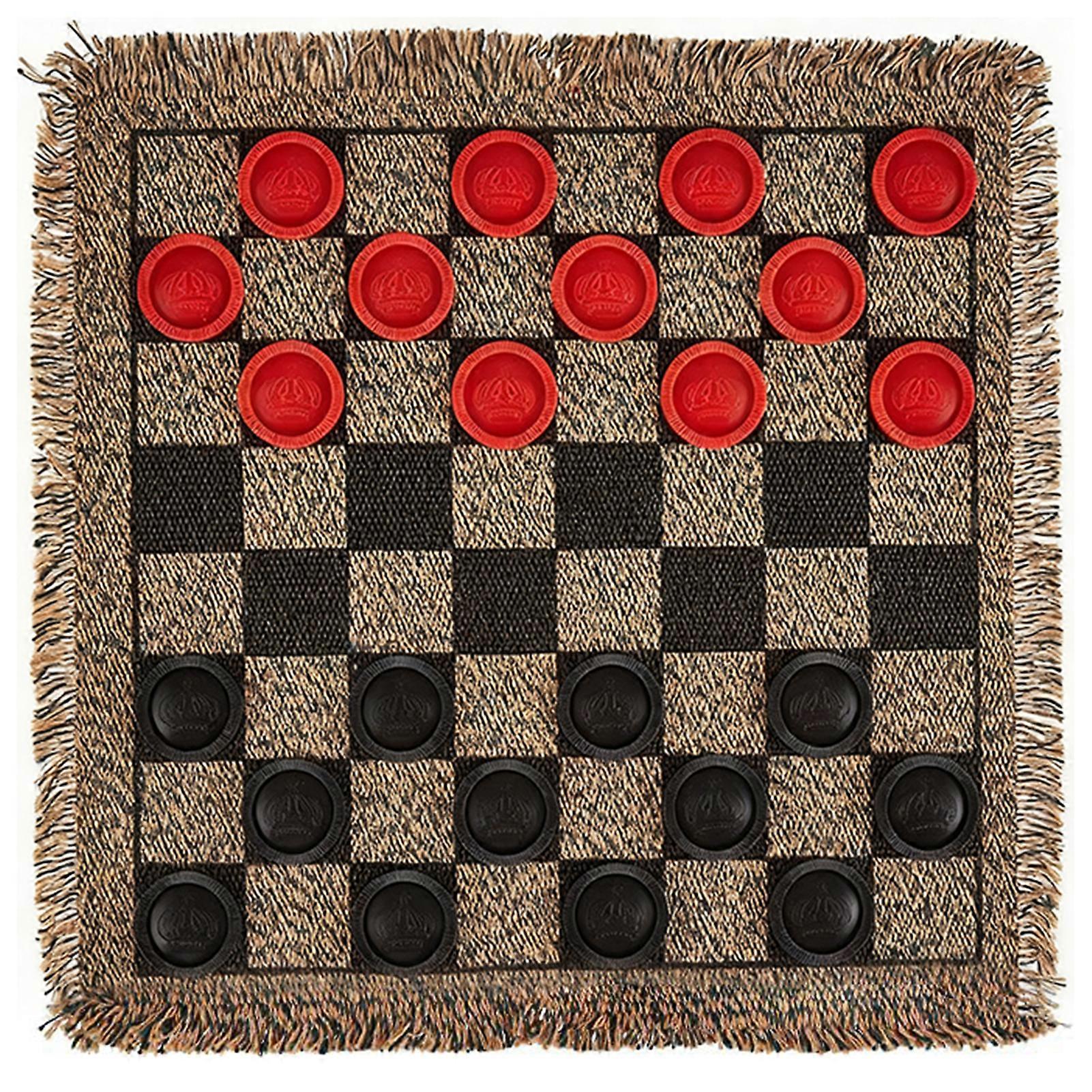 3-in-1 Giant Game Rug with Chess, Checkers & Backgammon - Portable Roll-Up Tic-Tac-Toe Board Game for Family Game Night​