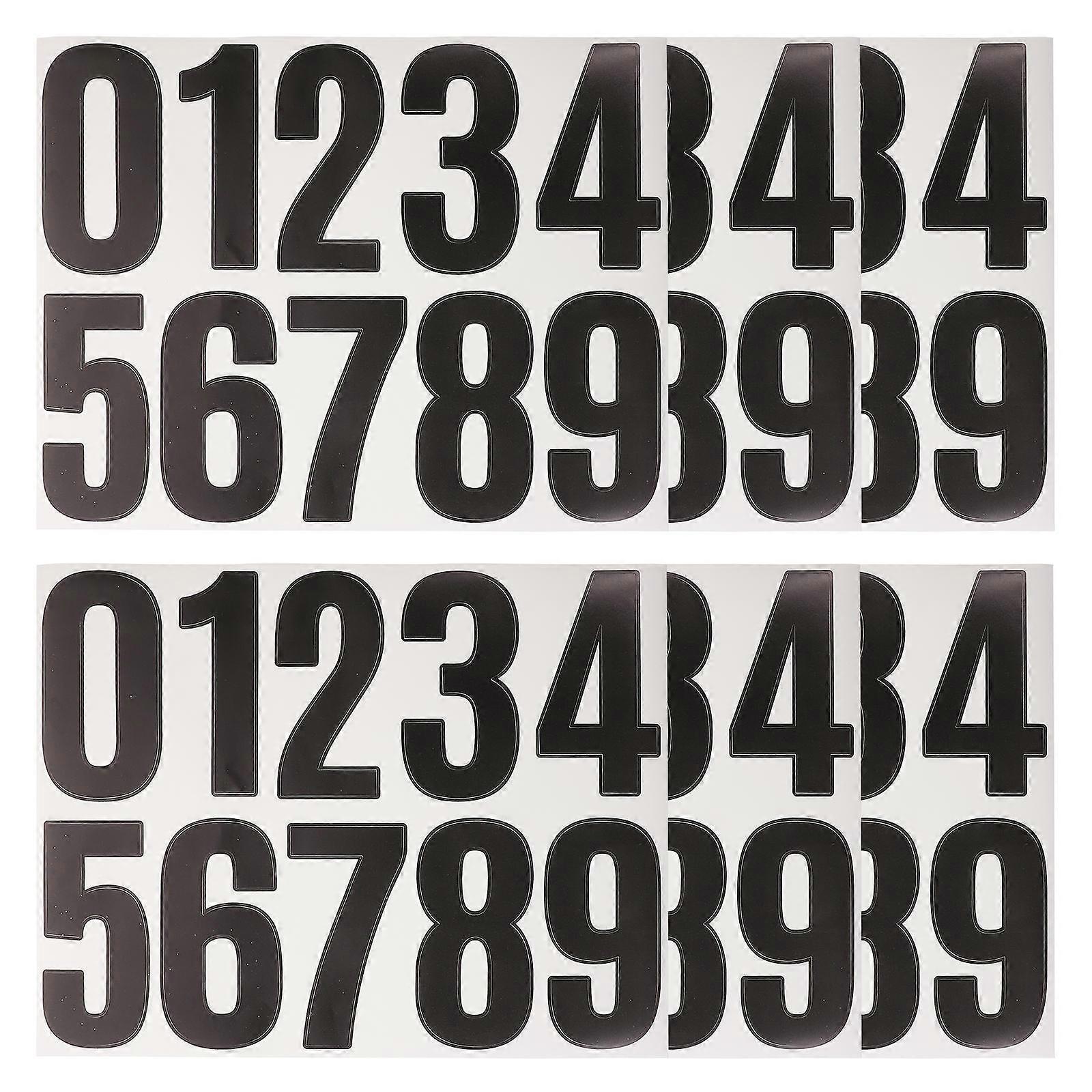 6 Sheets Number Stickers for Trashcan Mailbox Signs and Trash Bins with Background Numbers