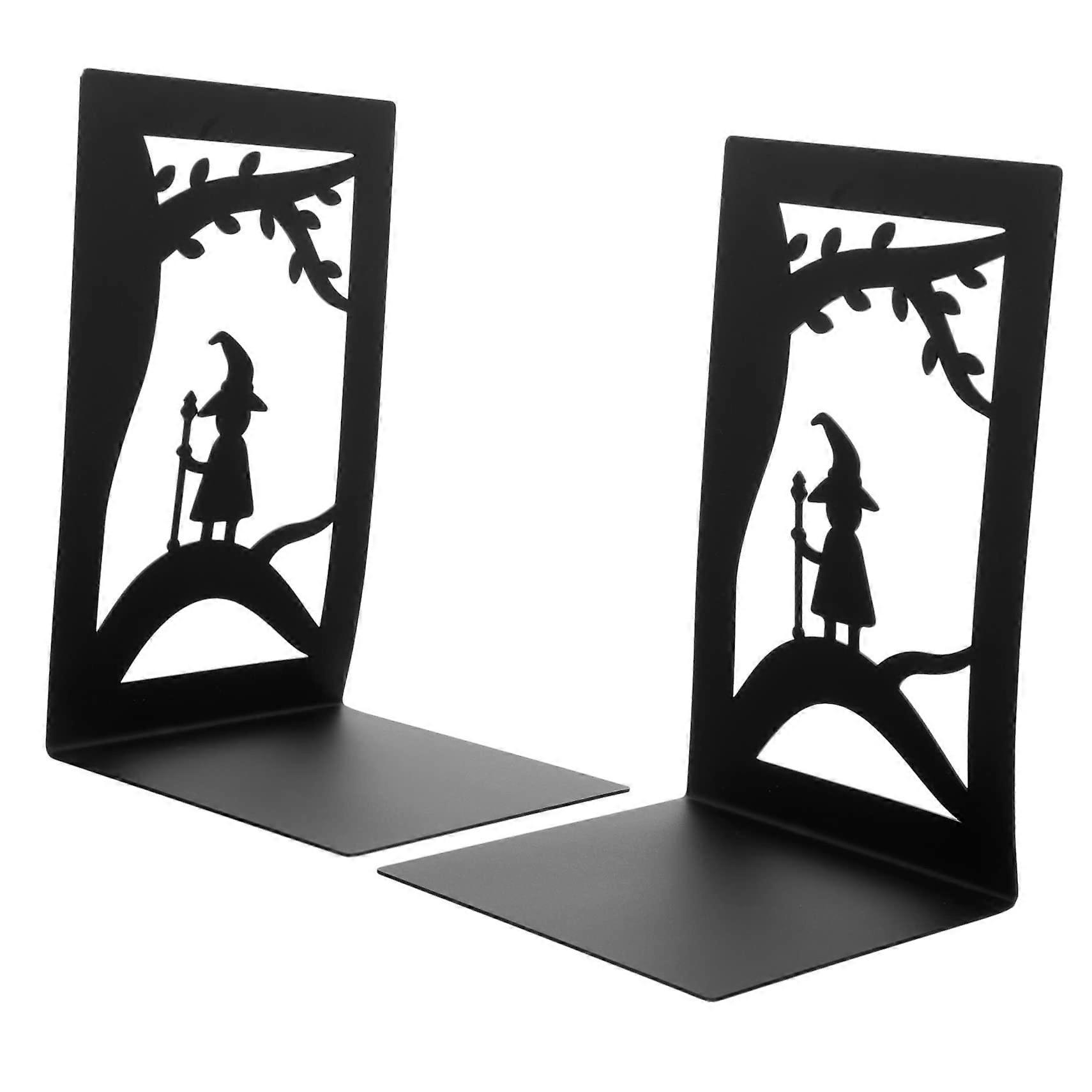2 Pack Heavy Duty Iron Bookends with Smooth Edges, Desktop Shelf Organizer for Home Office Library