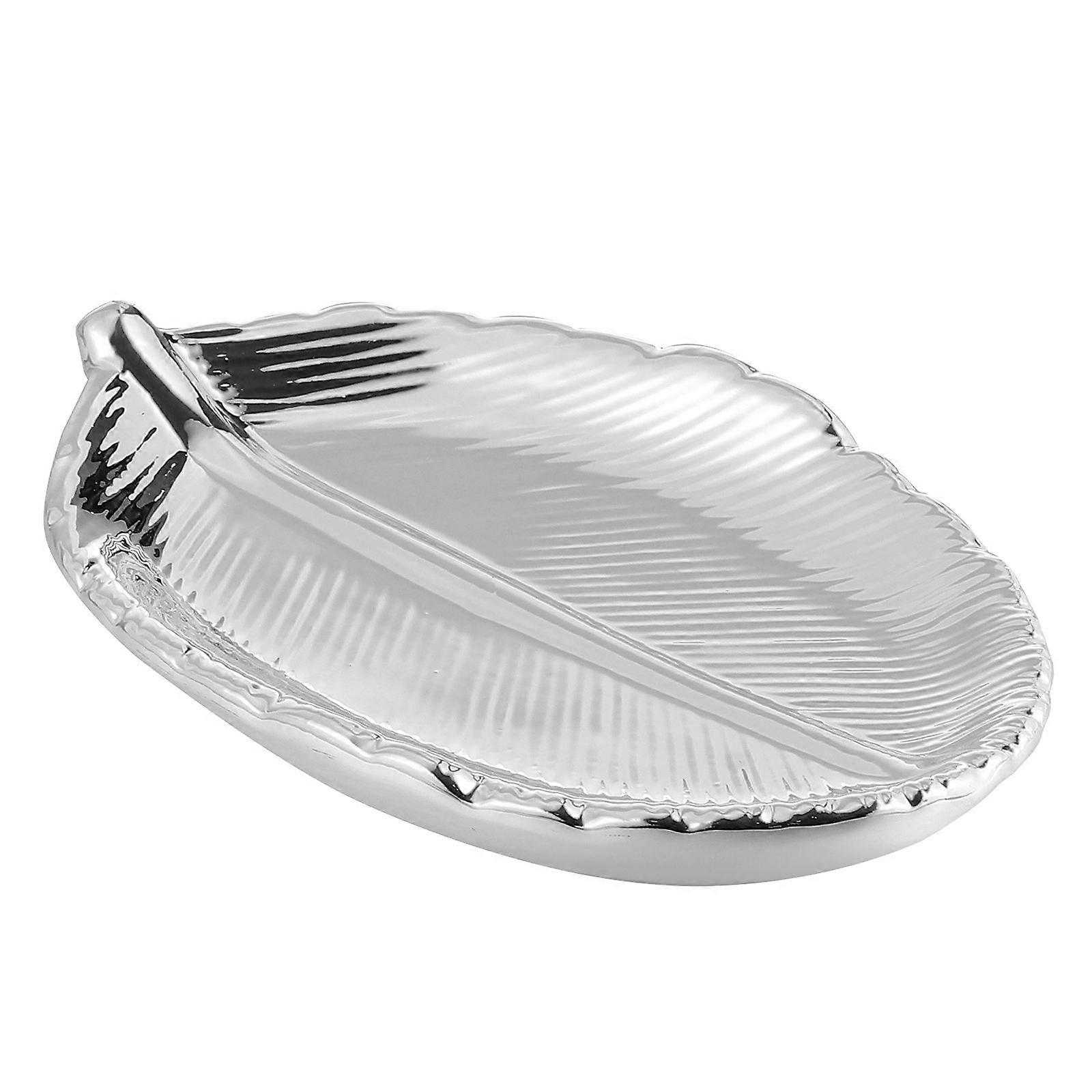 Silver Leaf Dish Jewelry Storage Tray for Wedding Gift 3Pcs