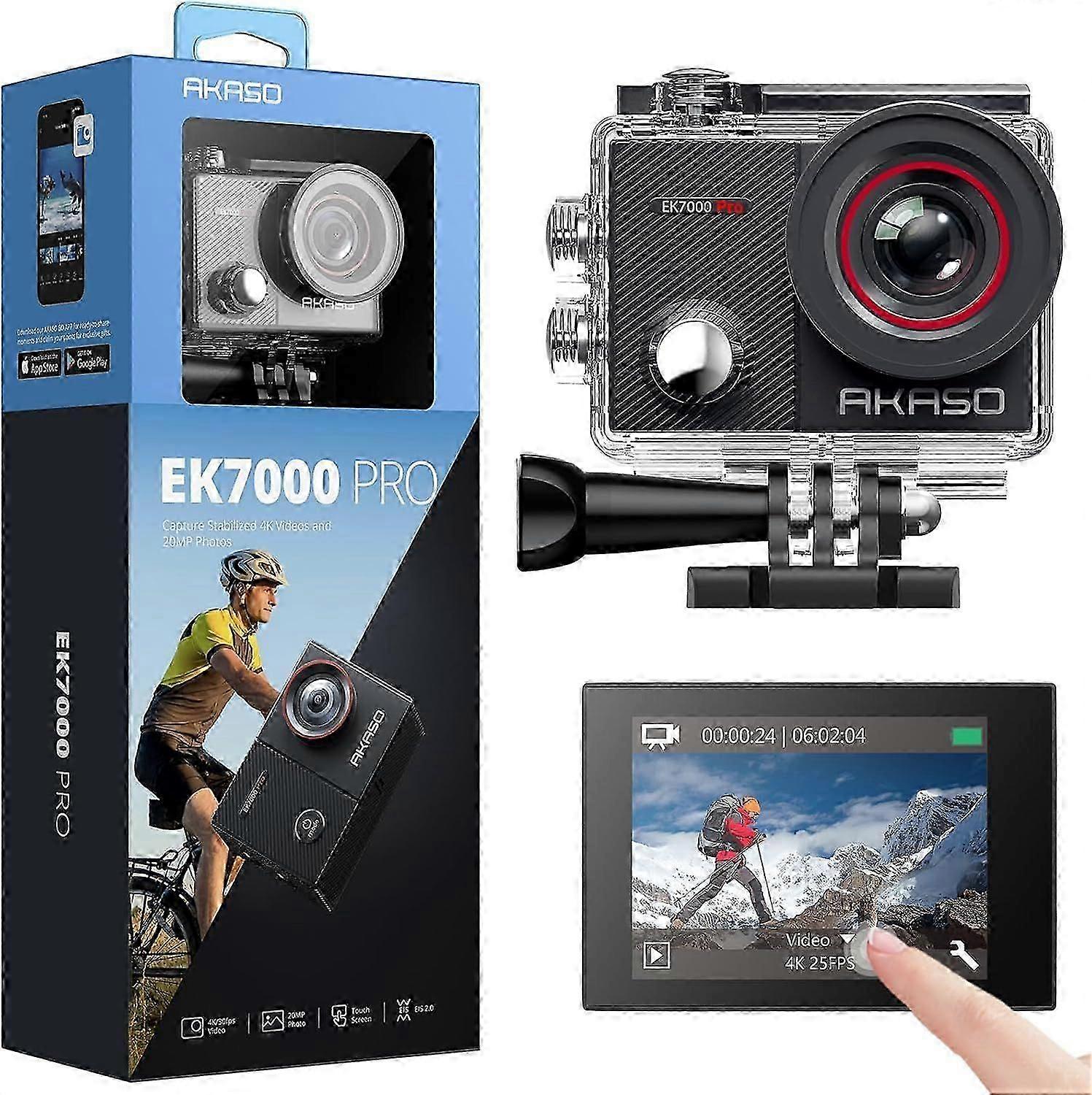 2025 Latest Model EK7000 Pro 4K30fps Action Camera with Touch Screen EIS 131ft