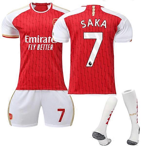 Maillot domicile enfant Arsenal 23-24 avec chaussettes n° 7 Saka 20