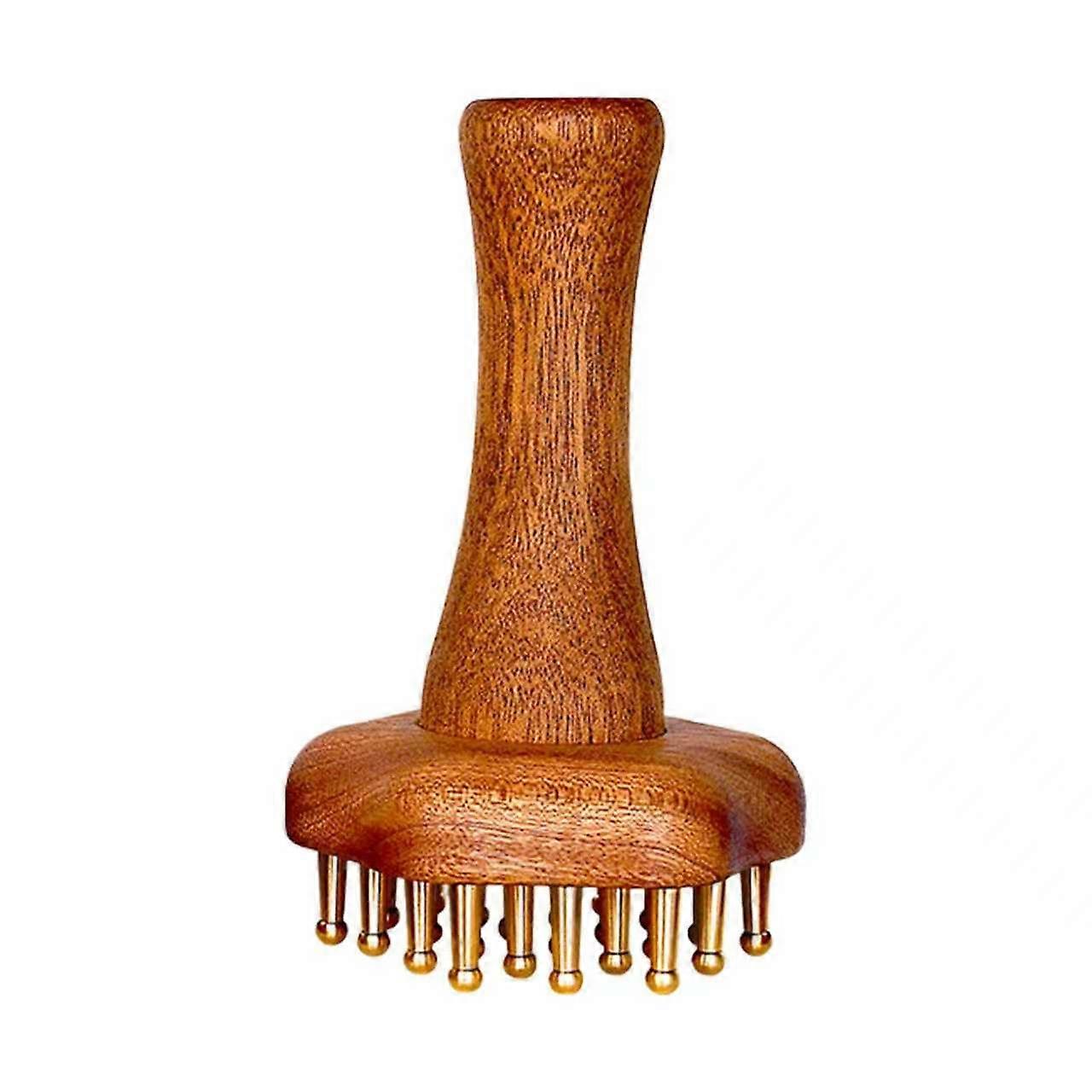 24Teeth Copper Head Massager with Rosewood Handle, Brass Comb for Scalp and Full Body Relief