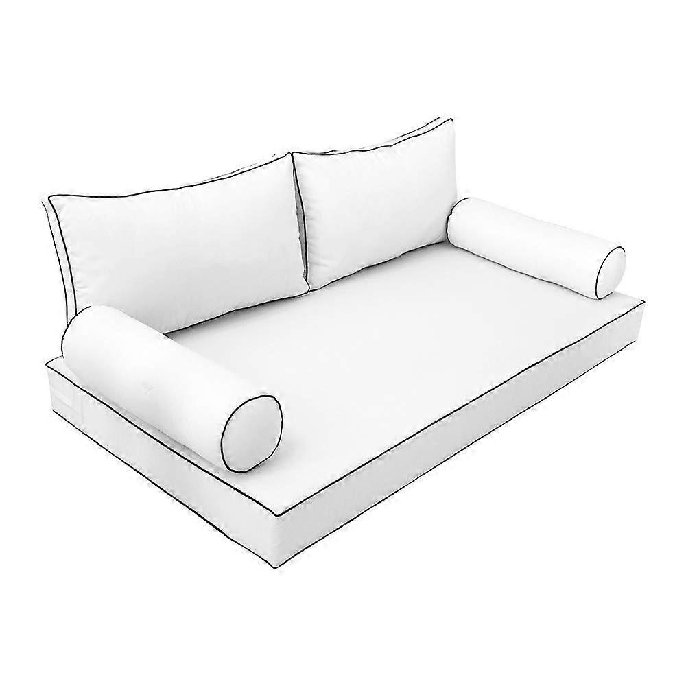 Outdoor Daybed Cushion Covers Twin Size Set with Contrast Trim for Snug Fit and Easy Cleaning