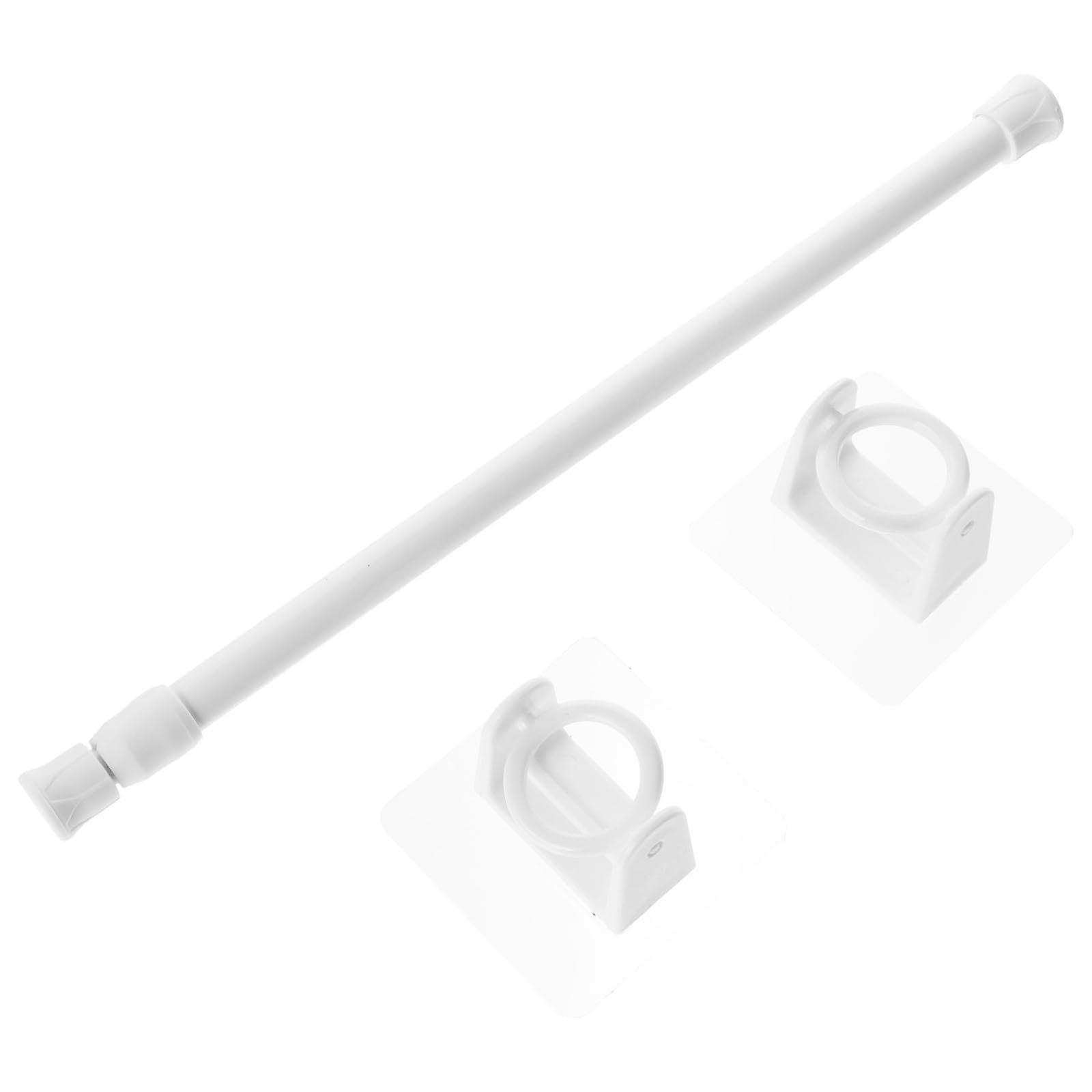 Adjustable No Drill Shower Curtain Rod with Hooks, Telescopic Tension Design for Towels and Clothes
