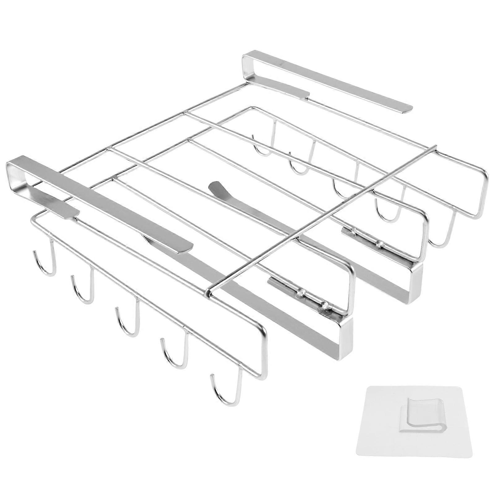 FUYGRCJ Cutting Board Hanging Shelf with Hooks, Non-Drilling Stainless Steel Holder, Space-Saving Rack for Cabinets, Compatible with All Boards