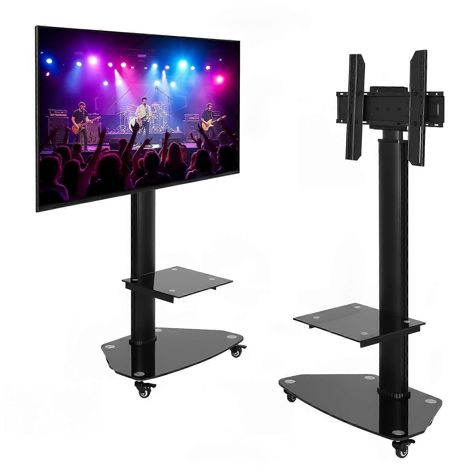 Mobile TV Stand with Adjustable Height, 360° Rotation, Shelf and Wheels for 3770 Inch Screens