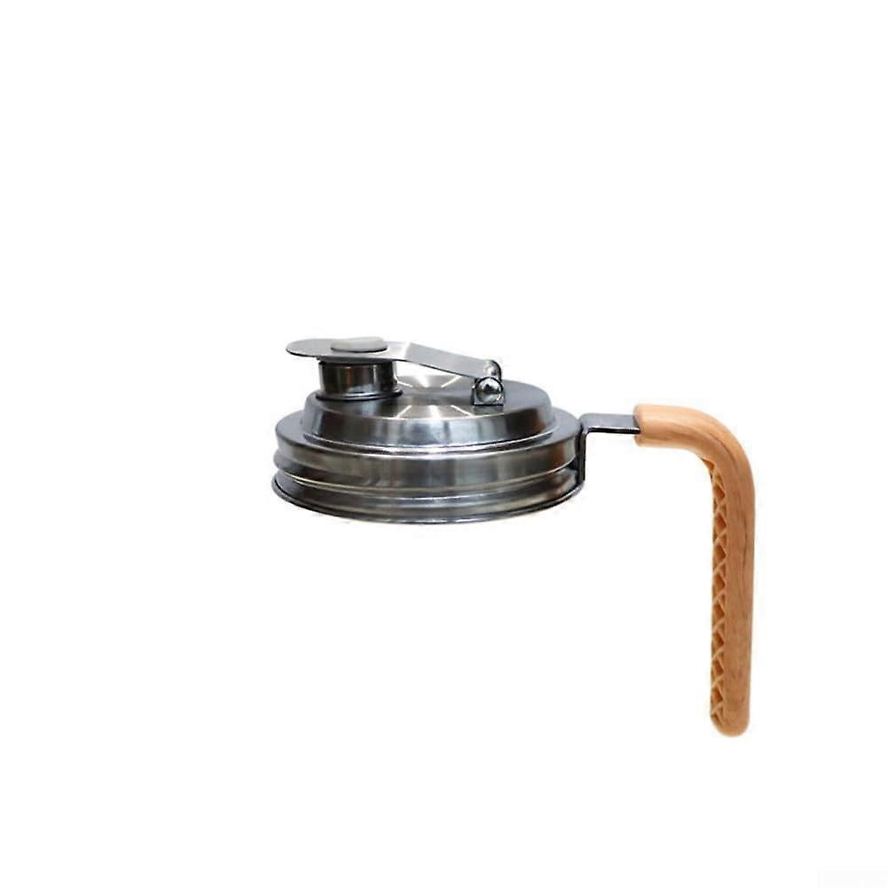 Stainless Steel Jar Lid with Handle and Rubber Seal, Leak Proof Reusable Mason Jar Cover Wood Grain