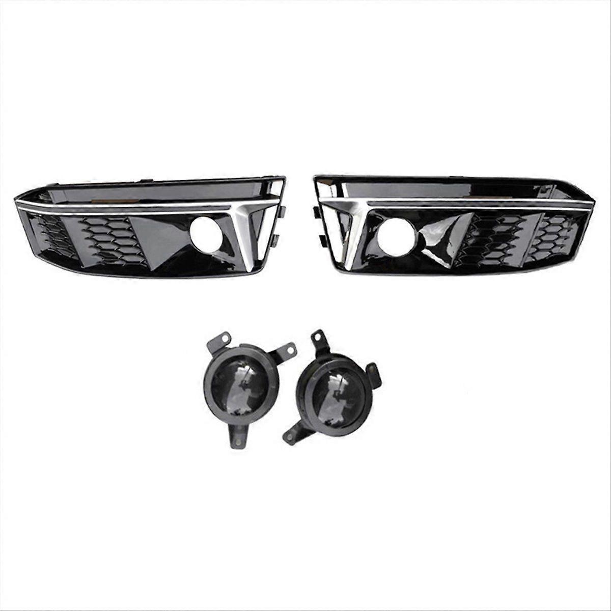 Front Bumper Fog Light Grille Fog Lamp Frame for A4 S4 B9 2017-2018 Chrom