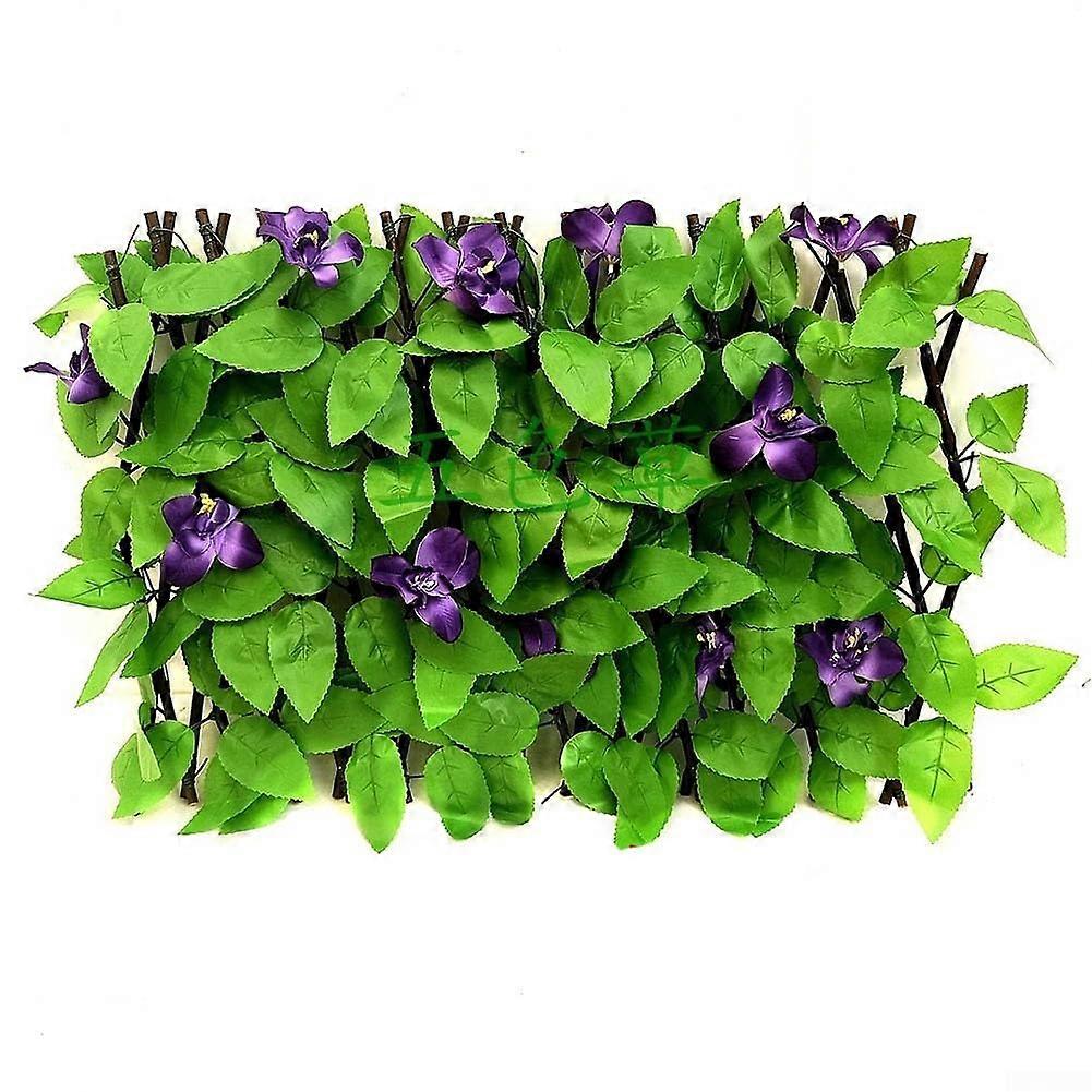 Artificial Garden Fence with Realistic Vines, Expandable Wooden Trellis for Outdoor Decoration