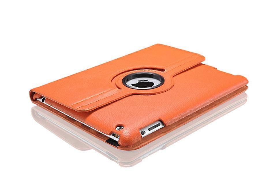 Stylish Case For Ipad 2021 9 10.2" Orange Rotating Leather Litchi Texture