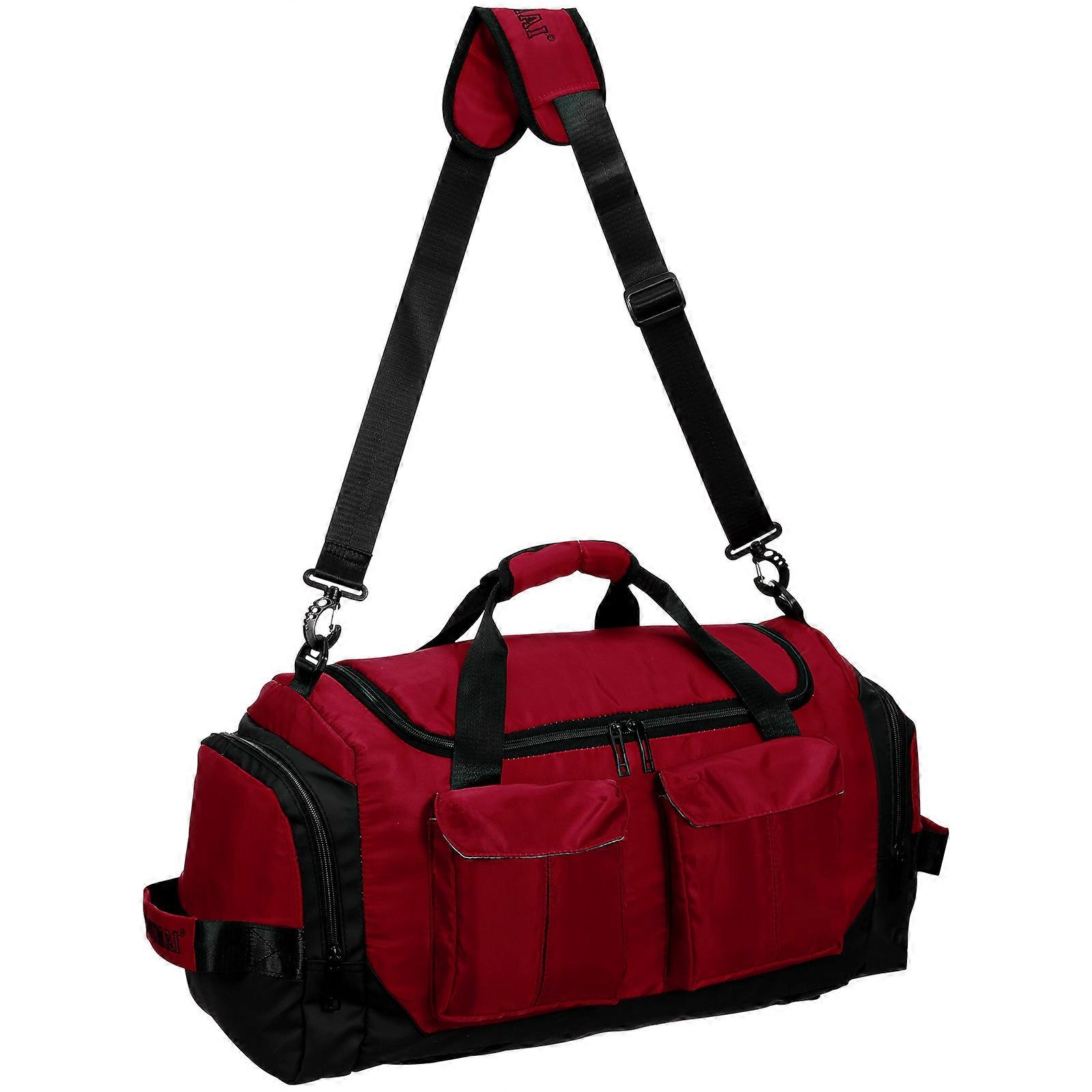 Workout Bag Large Capacity Stylish Design Multi-functional for Men Women Nylon Red 1Pack