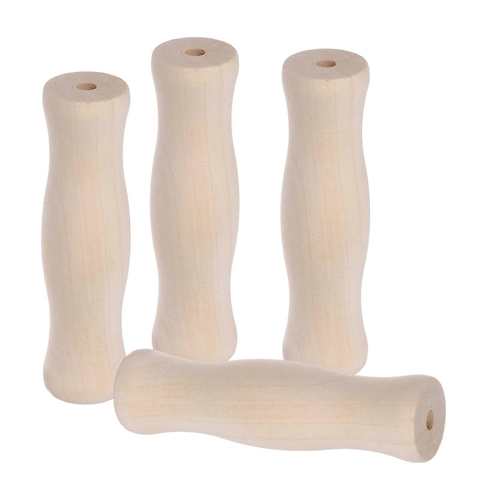 Grill Tools Handle Wooden Replacement for Barbecue with 4Pcs Set