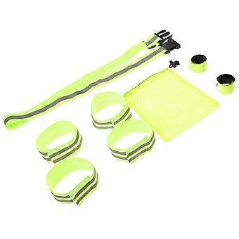 Reflektierendes Laufband, Sicherheits-Laufanzug mit reflektierenden Elementen für Nachtläufe, Grün, 1 Set