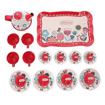 Conjunto de chá infantil de lata para brincar de faz de conta na hora do chá (1 conjunto)