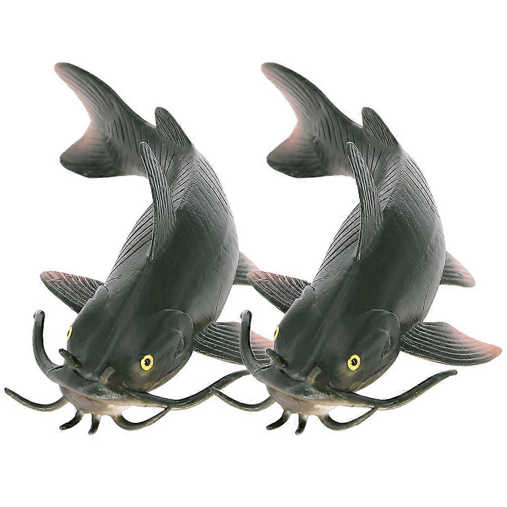 Artificial Fish Plaything for Decoration 2Pcs Imitated Catfish Model Dark Grey