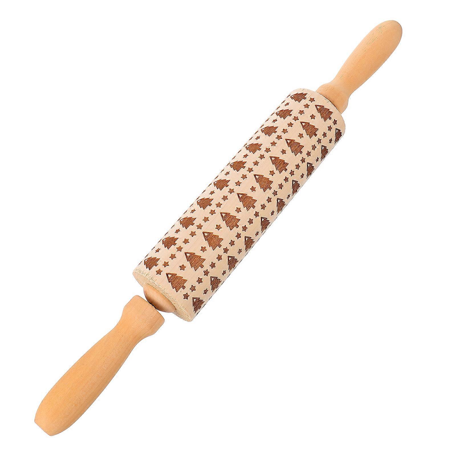 Embossing Rolling Pin Wooden Christmas Pattern for Baking 2Pcs