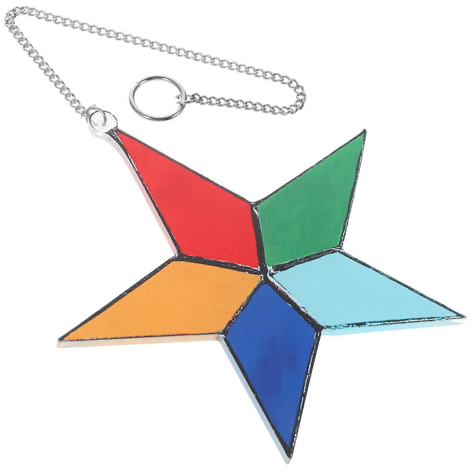 Stained Window Hanging Decor Acrylic Star Ornament for Window 2Pcs Multi Color