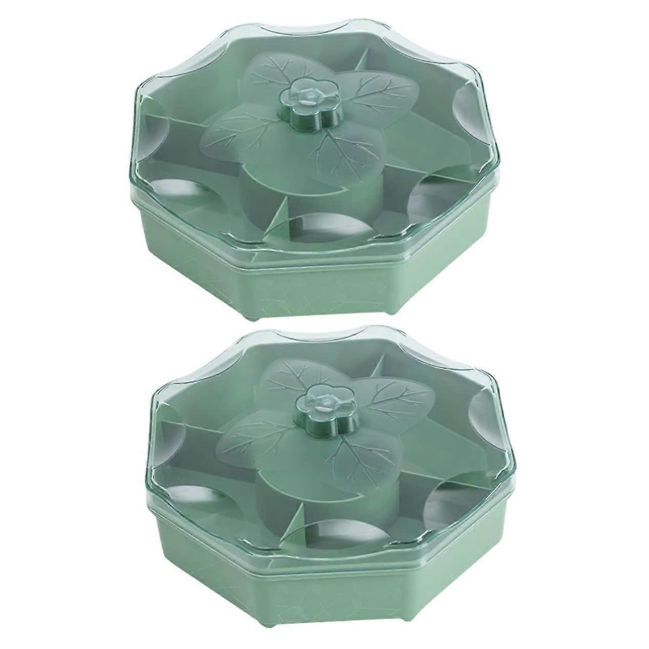 Snack Serving Tray 5Compartment Divided Snack Box with Clear Lid for Nuts Candy Fruit Parties Green