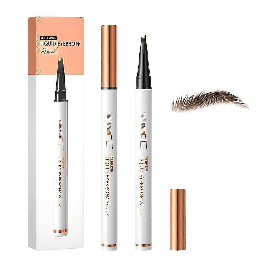 Waterproof Eyebrow Pencil 4Tip Precision Microblading Brow Pen Long Lasting Natural Dark Brown