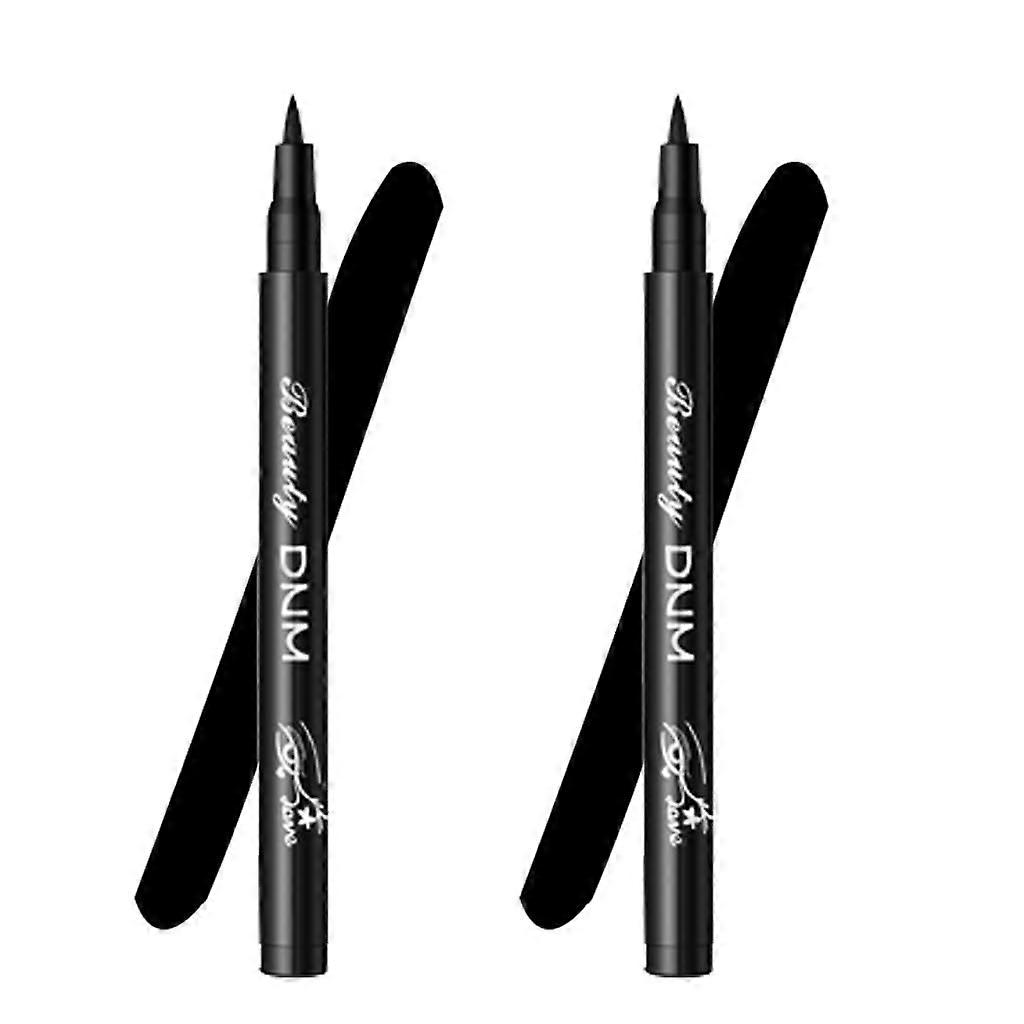 Waterproof Black Liquid Eyeliner, LongLasting Smudge Proof 2in1 with Precise Flat Brush