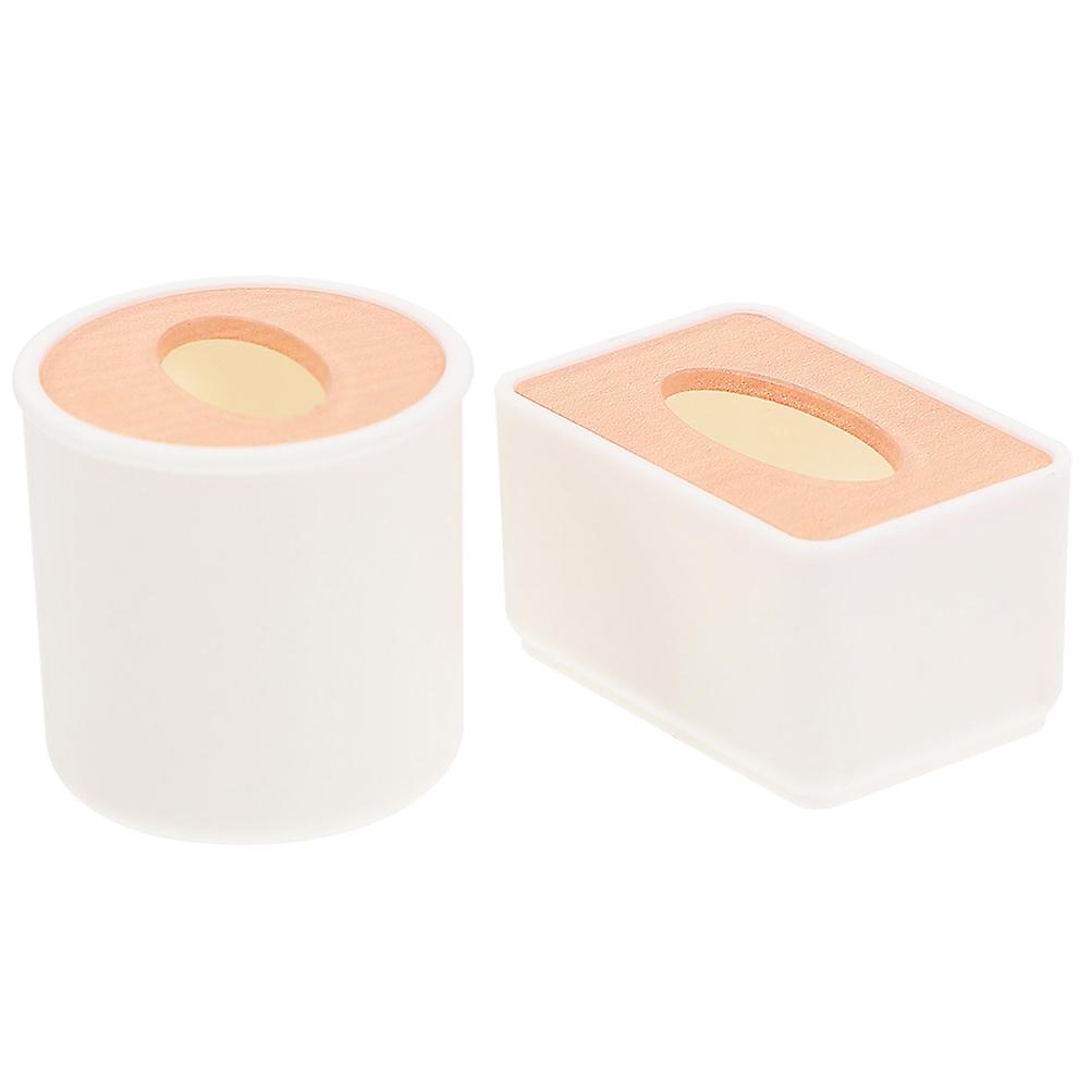 Mini Tissue Holder White Plastic for Decor 2Pcs Miniature Room Decorations
