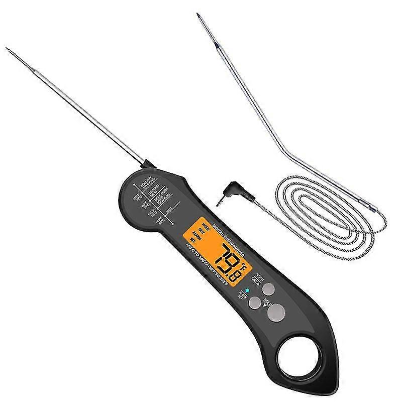 1 Set Cooking Thermometer Waterproof Double Probe ABS Clear Digital Display Meat Thermometer Kitchen