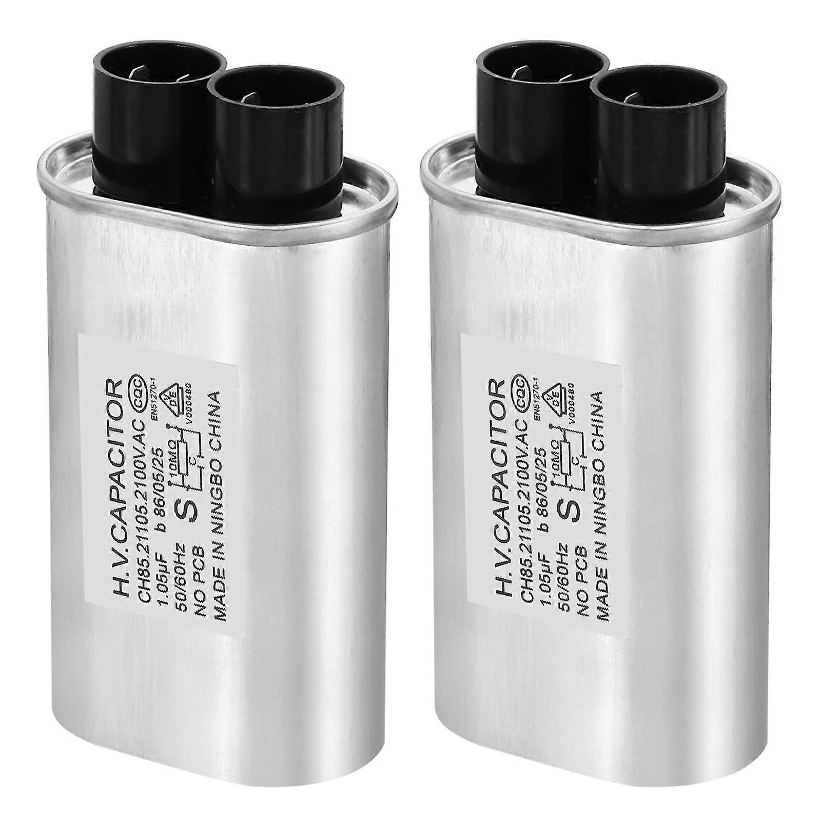 Microwave  Voltage Capacitor 2100V 1.05uF 2 Pack Universal Oven Replacement Aluminum Shell