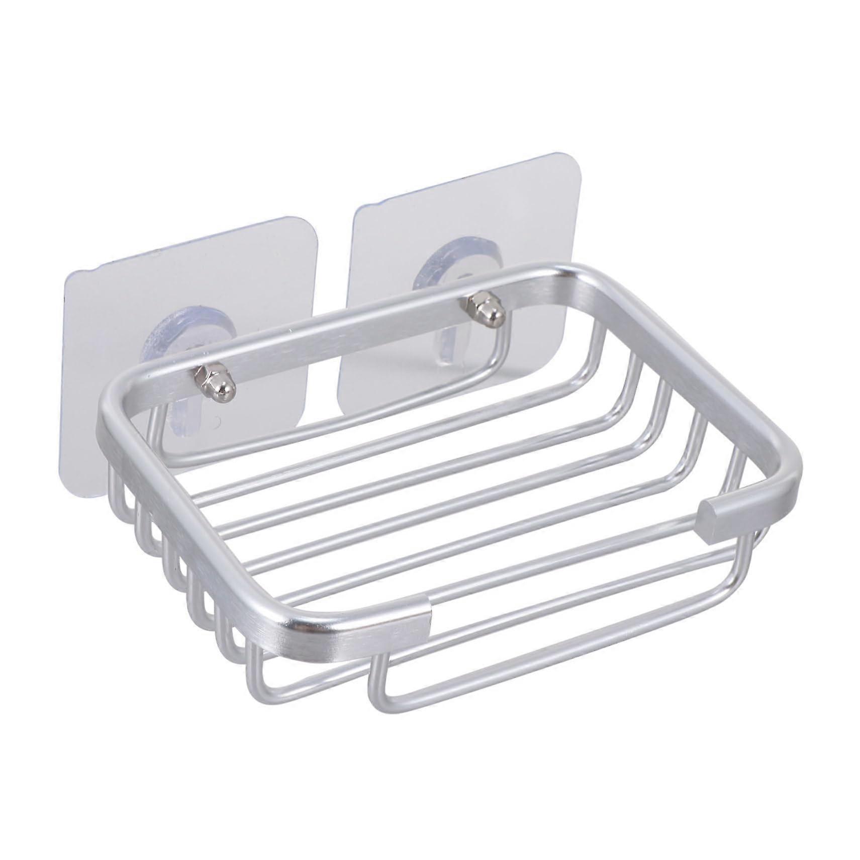 Wall Mounted Self Draining Aluminum Soap Dish No Drill Holder for Bathroom and Kitchen