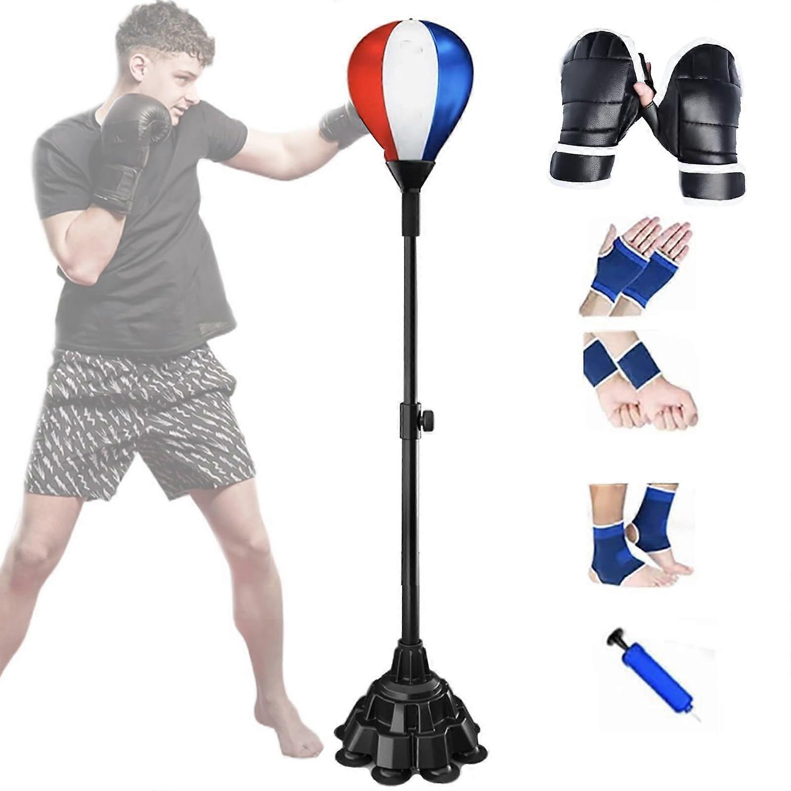 Standing Punching Bag with Adjustable Height and  Rebound Reflex Bag for Speed Training