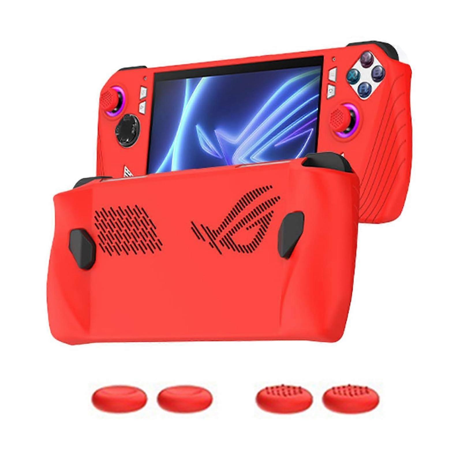 Protective Case Shockproof Silicone Cover with Button Caps Ergonomic Grip Red for ROG Ally