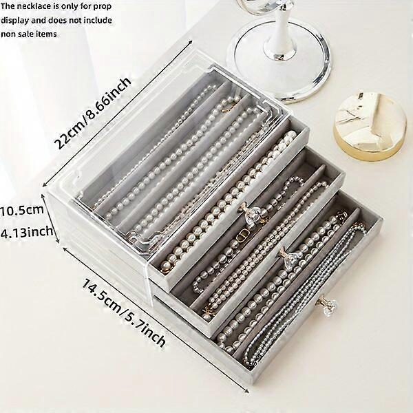 Jewelry Box with Multi-compartment Design Drawer and Multi-layer Necklace Storage