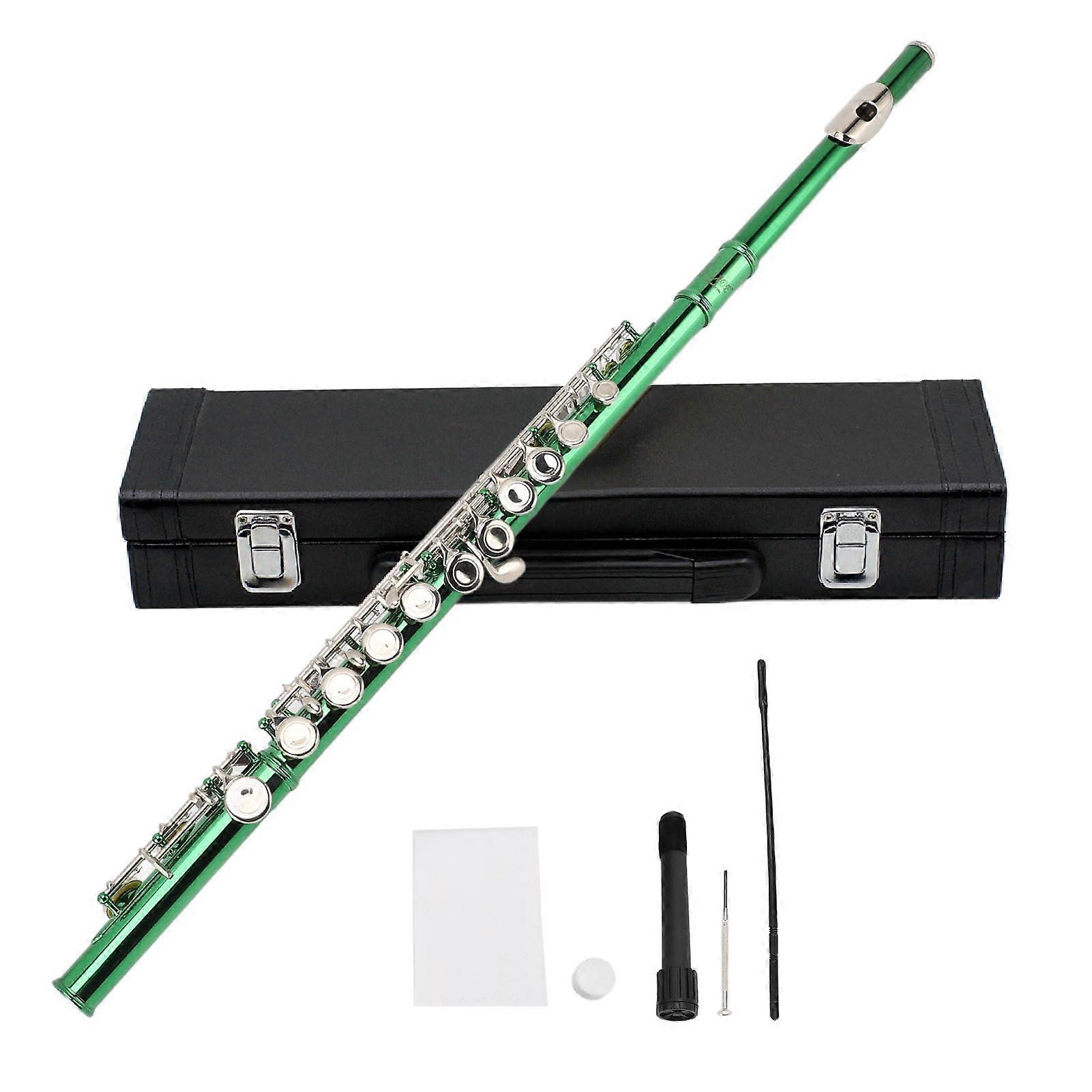 C Flute 16 Key White Copper for Beginners with Clear Bright Sound and Complete Accessory Set