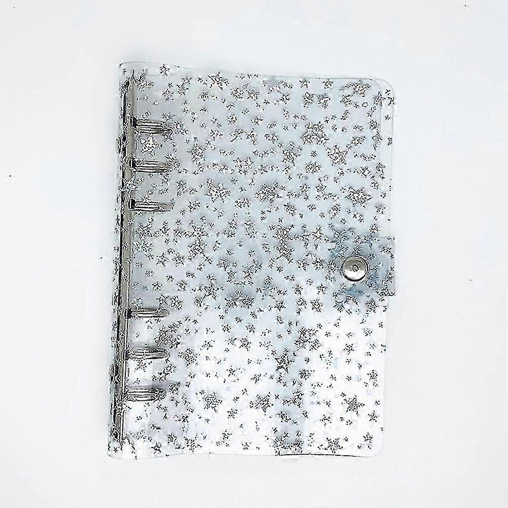 6-ring Binder Cover Reîncărcabil Notebook Shell, snap Button Lock, bling Star Patter