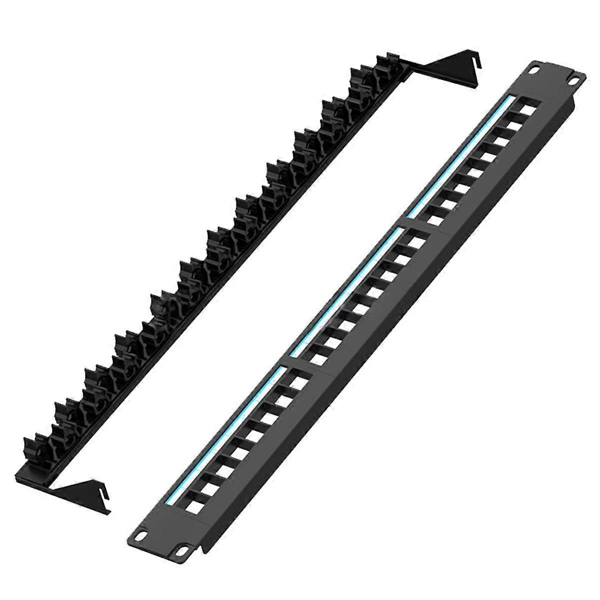 24-Port Cat6 Patch Panel UTP/STP Tool-Free Rack Mount Network Panel with Labels for Structured Cabling