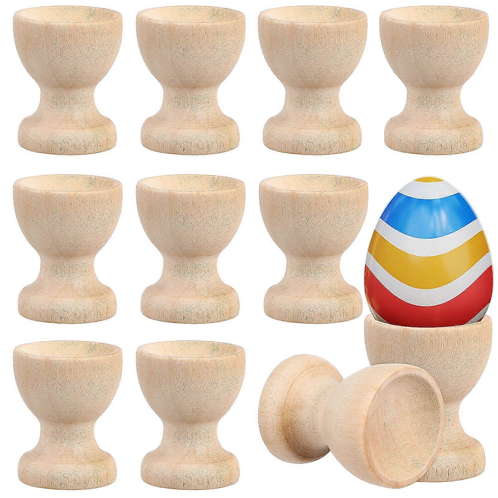 24pcs Wooden Egg Holders Egg Cups Egg Storage Holders Easter Egg Cups for Home