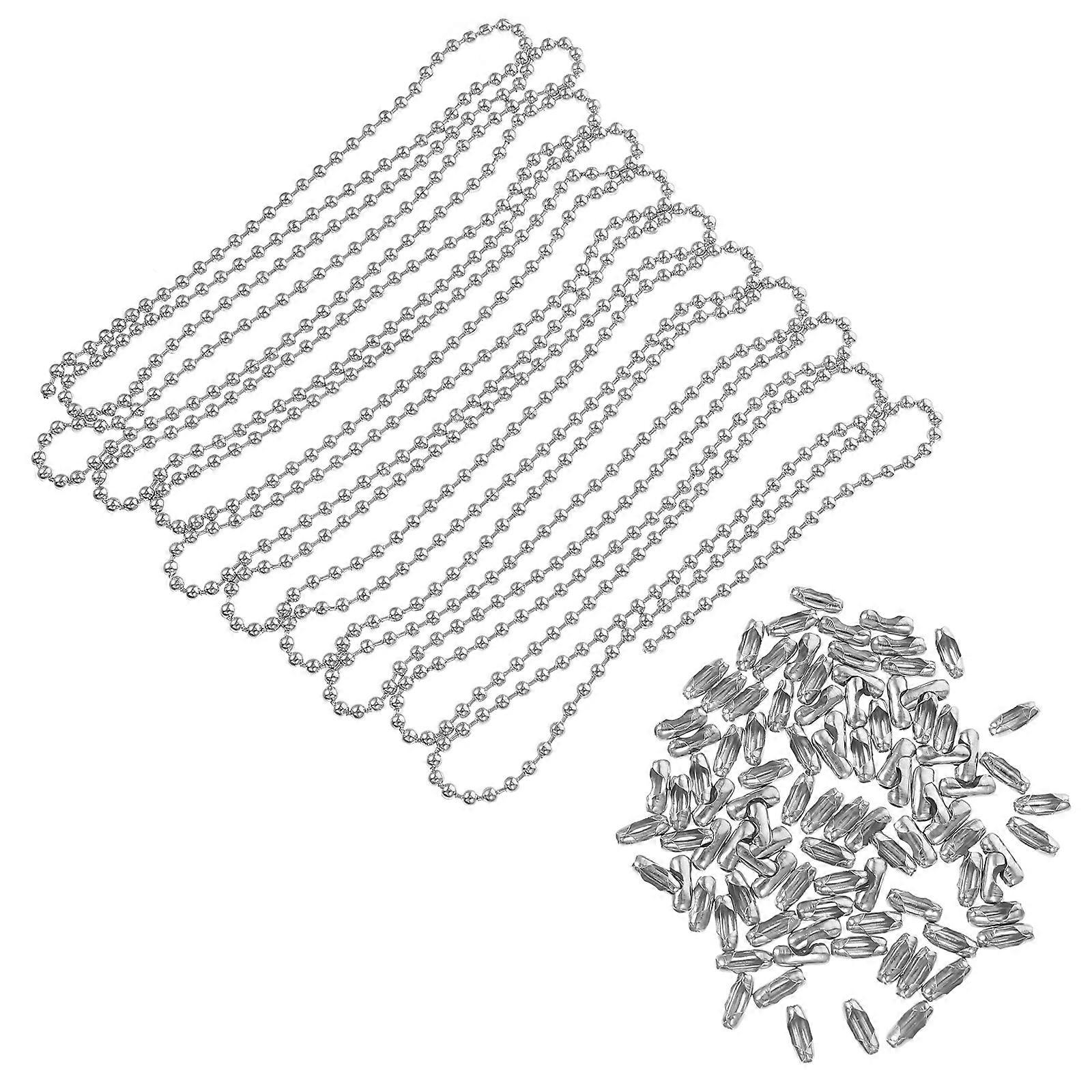 Silver Metal Ball Chain Fan Pull Chain Extension for Home 1Set