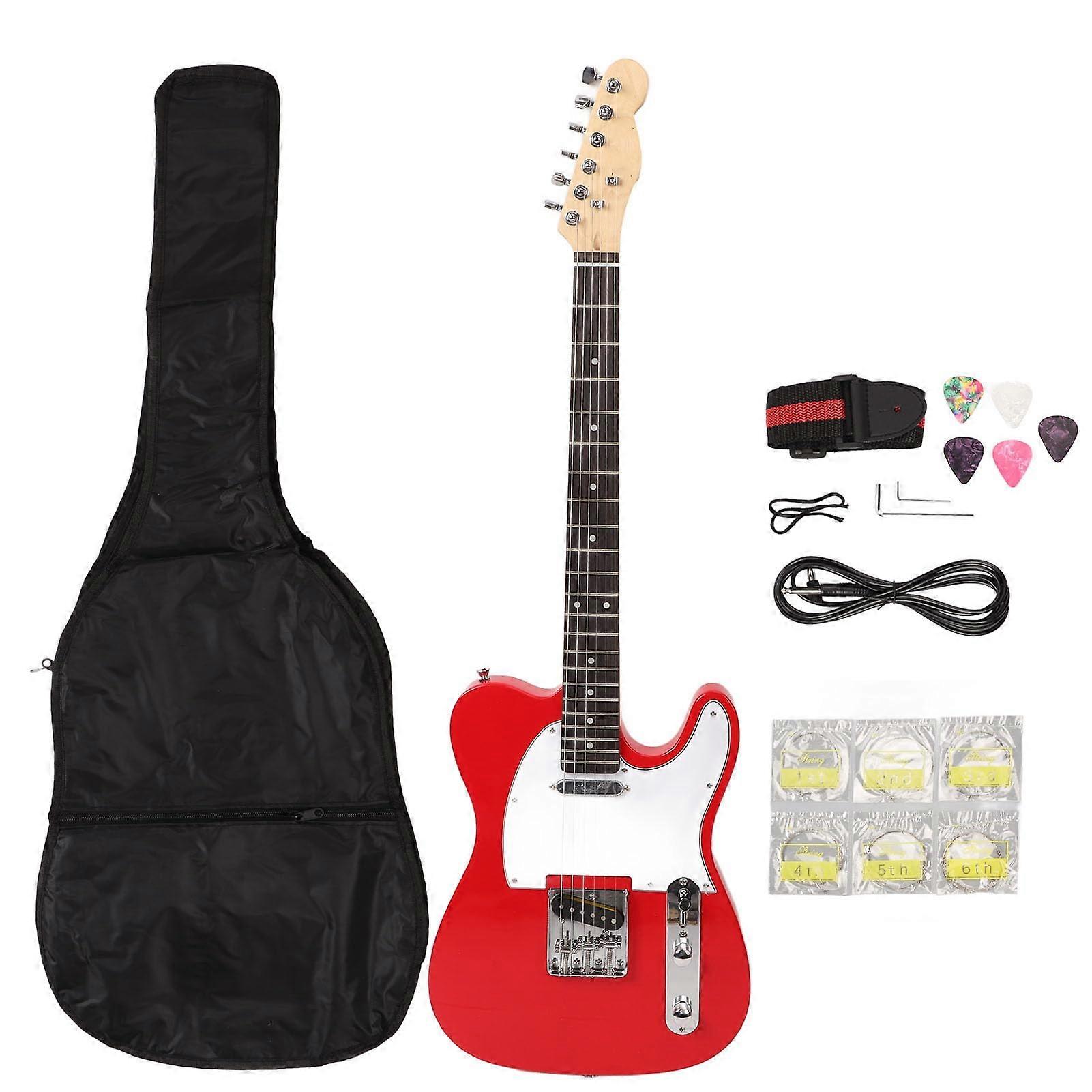 Beginner Electric Guitar Kit ST Style Red with Bag Strap Cable Picks Strings Wrench
