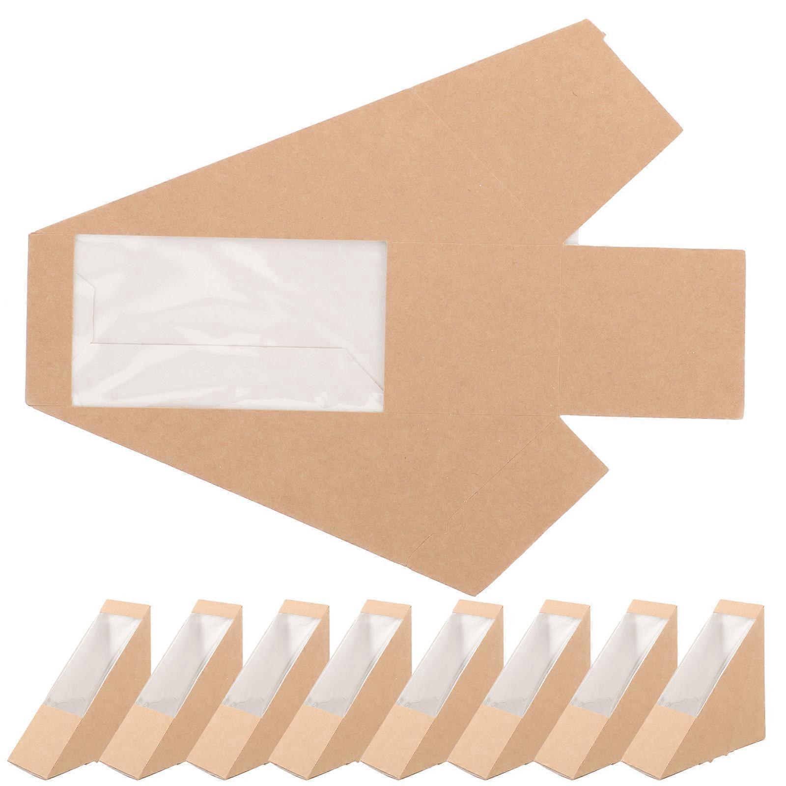 Triangle Sandwich Paper Box for Packing 50Pcs Shop Pastry Window Boxes