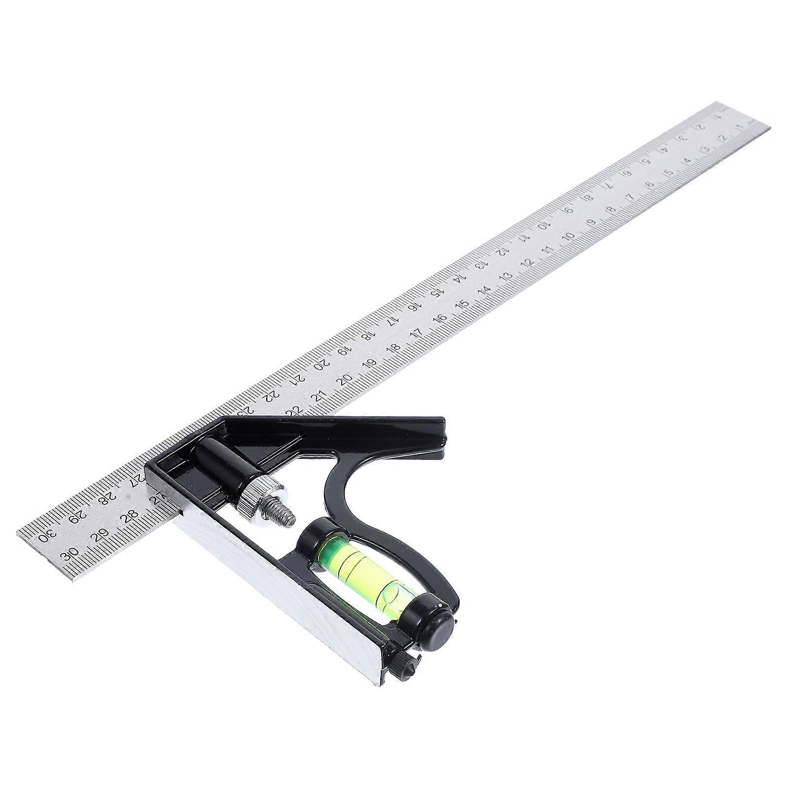 Precision Woodworking Square With Level Adjustable Construction Projects Stainless Steel 2Pcs