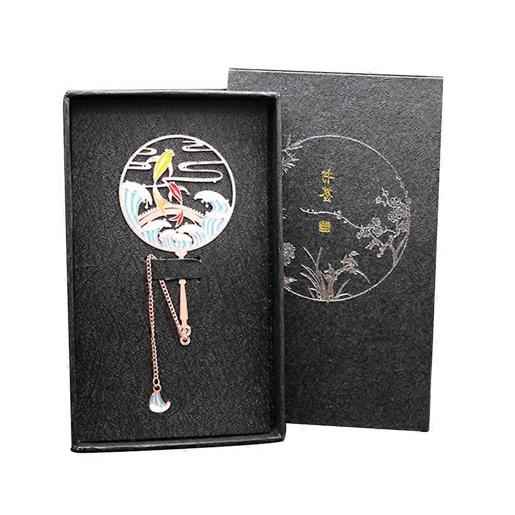 Metal Bookmark Creative Round Bookmark with Tassel for Book Use 1Pcs